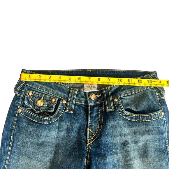 True Religion Women's Y2K Embellished Gold Label Low Rise Jeans Medium Wash 27 - Picture 7 of 9
